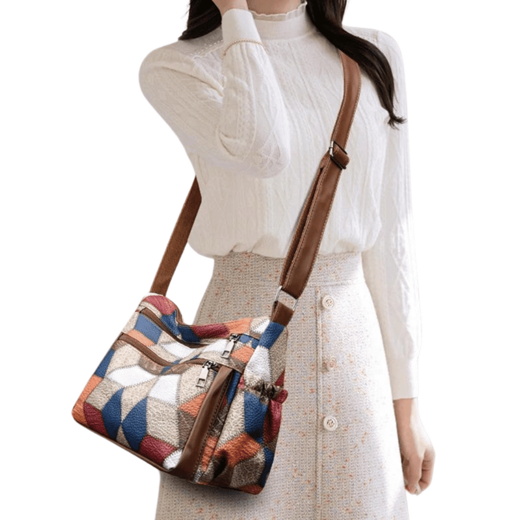Bolsa transversal com estampa geométric