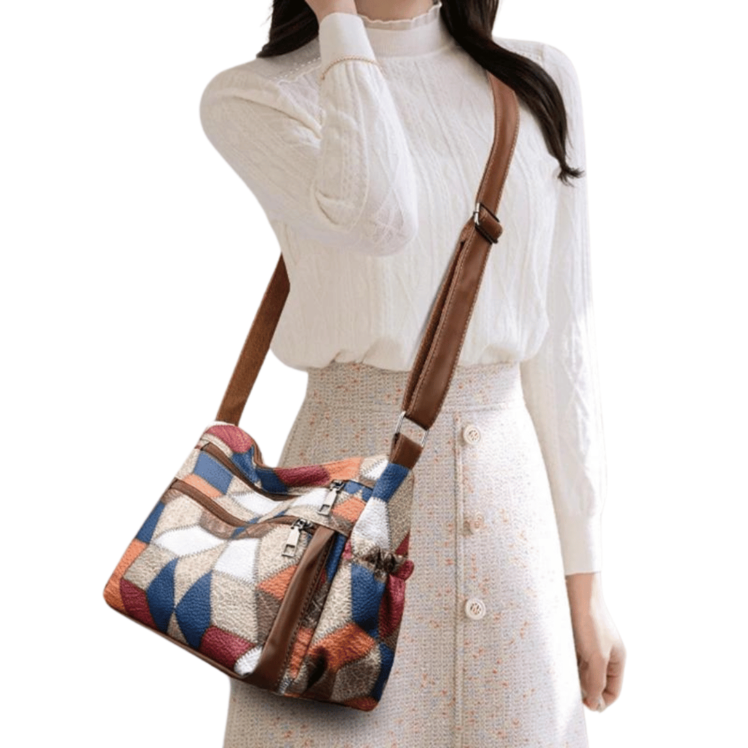 Bolsa transversal com estampa geométric