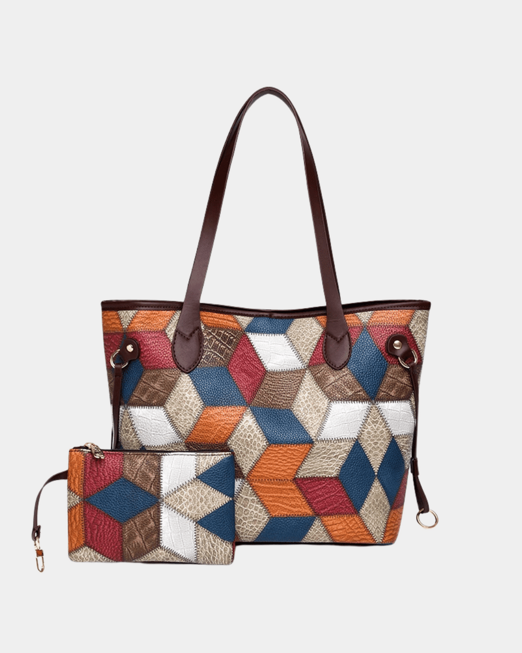 Bolsa Mara em couro com estampa geométrica e mini carteira grátis