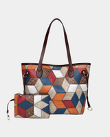 Bolsa Mara em couro com estampa geométrica e mini carteira grátis